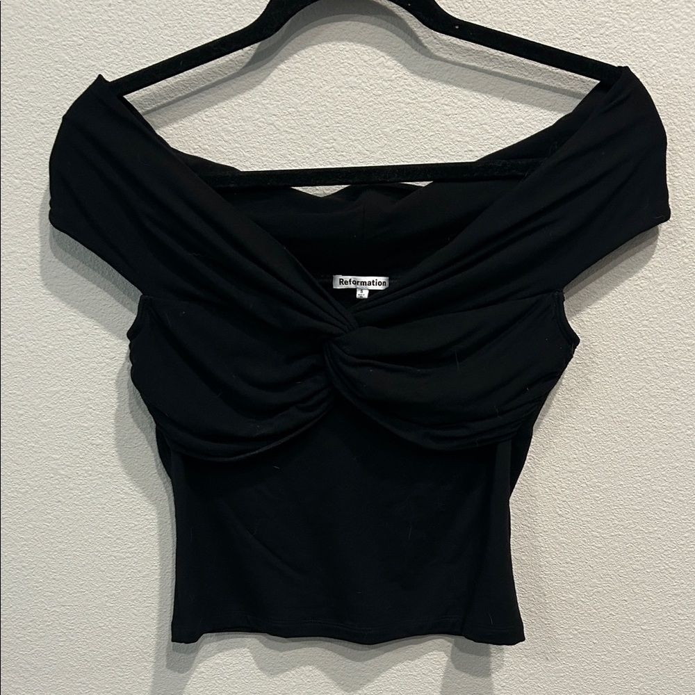 Reformation Black Off-Shoulder Top
